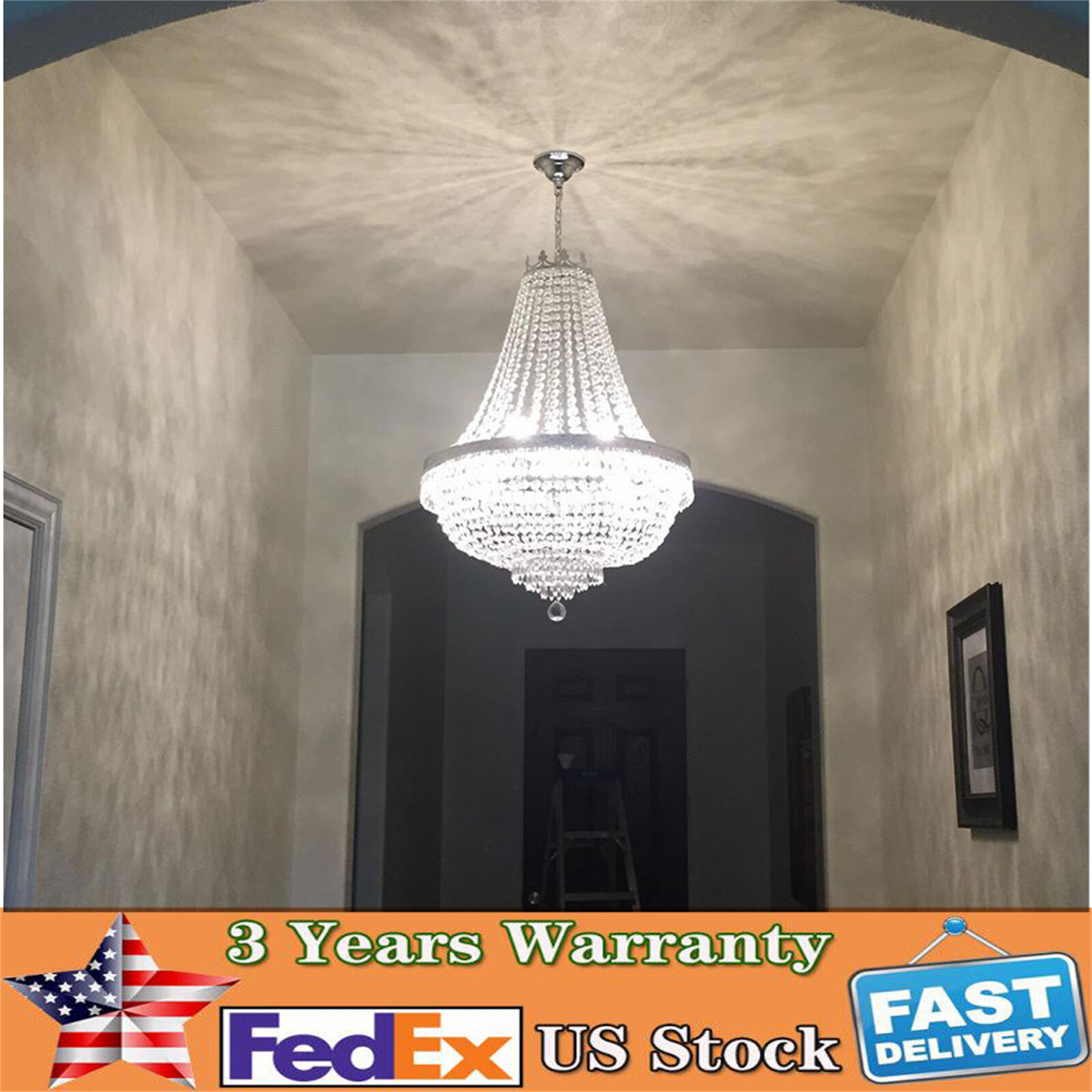 Antique Vintage Ceiling Lighting Pendant Lamp French Empire Crystal Chandelier