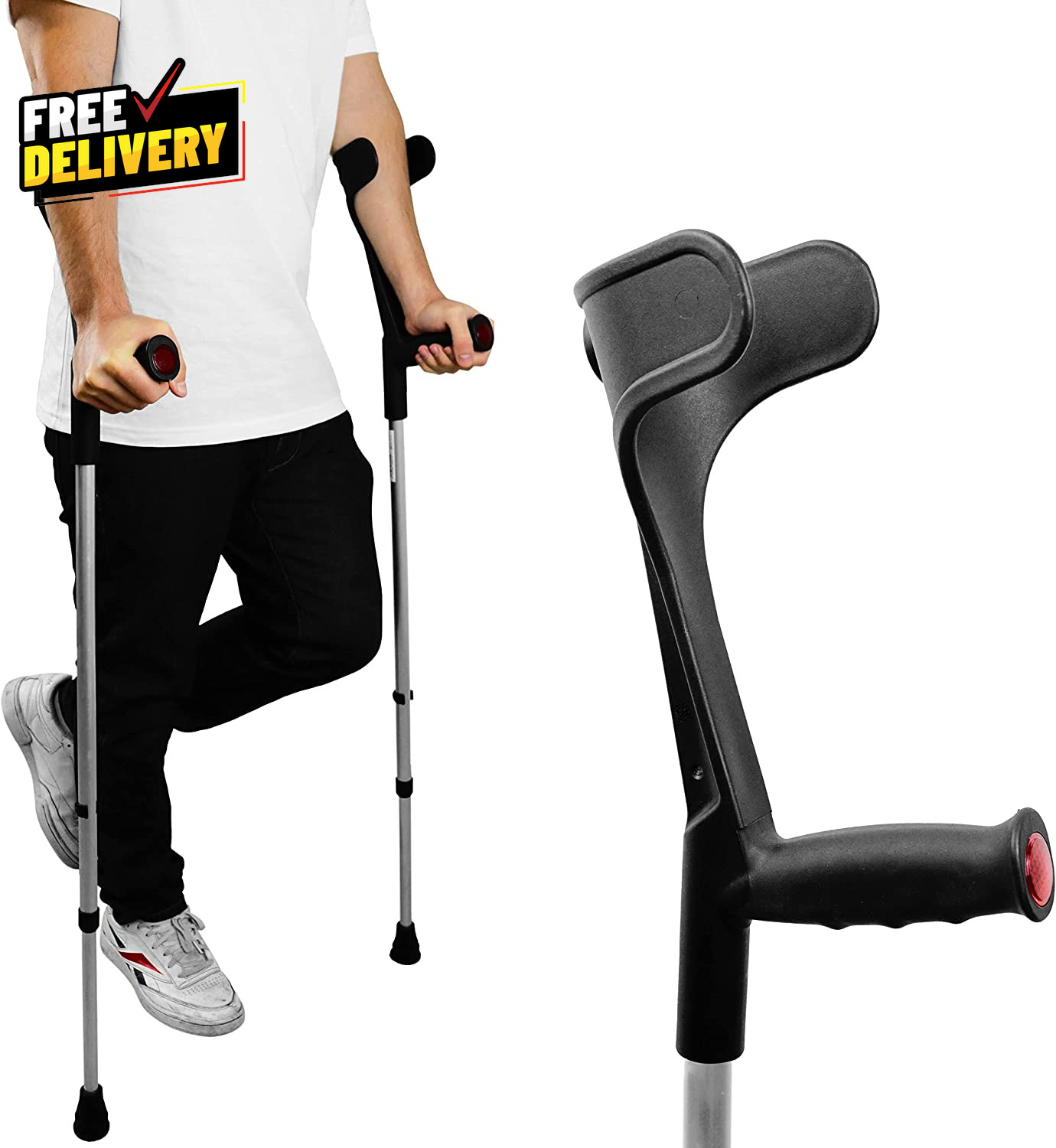Forearm Crutches for Adults X2 Units Open Cuff Adjustable Aluminum Wal.......