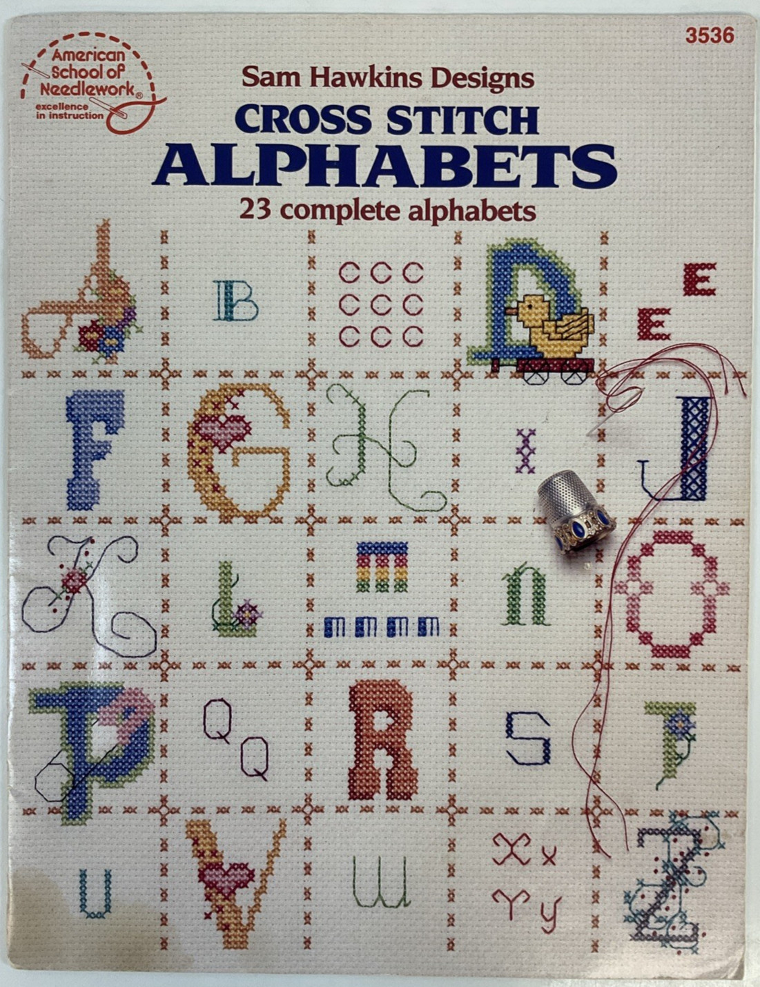 Sam Hawkins Designs Cross Stitch 23 Complete Alphabets 1989/Pattern # 3536