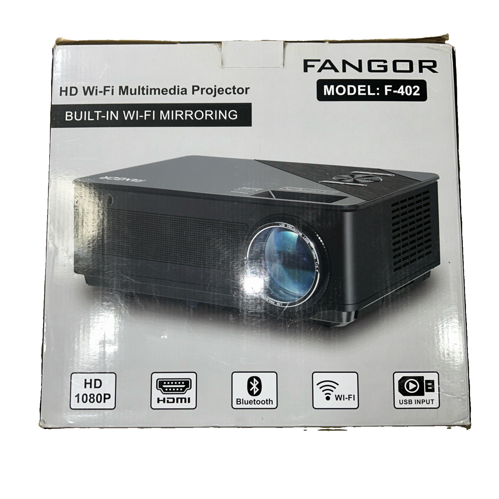 Fangor Multimedia Projector F-402 HD 1080P WiFi Bluetooth HDMI USB Complete