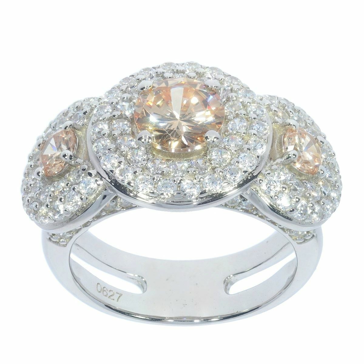 Sterling Silver Semi Mount Ring Setting RD 7x7mm RD 4x4mm White Topaz