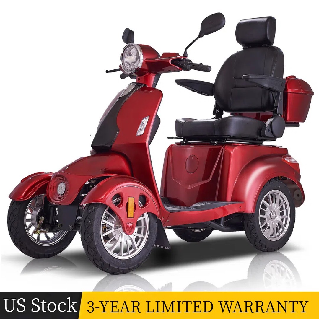 4-Wheel Heavy Duty Electric Mobility Scooter 800W for Senior & Adult 500lbs Red