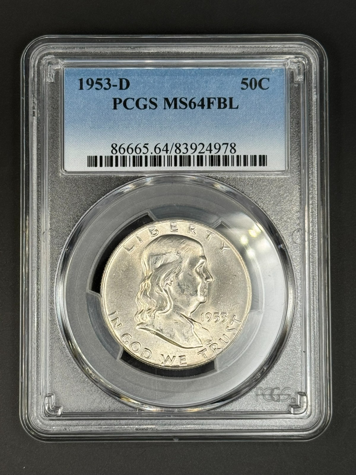 1953 D 50C Franklin Half PCGS MS64 FBL