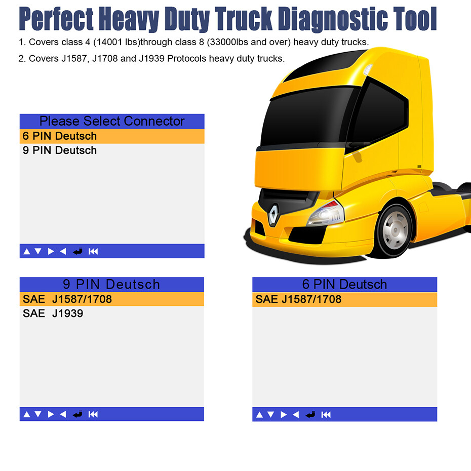 LAUNCH SCANNER CR-HD HEAVY DUTY TRUCK DIAGNOSTIC TOOL OBD2 CODE READER 6&9PIN