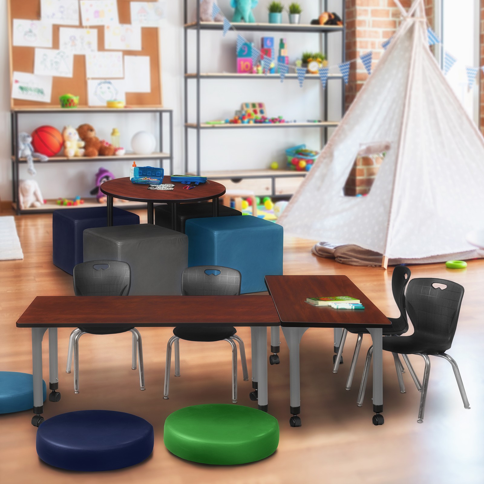 Regency Kee 42 x 24 in. Height Adjustable Mobile Classroom Activity Table
