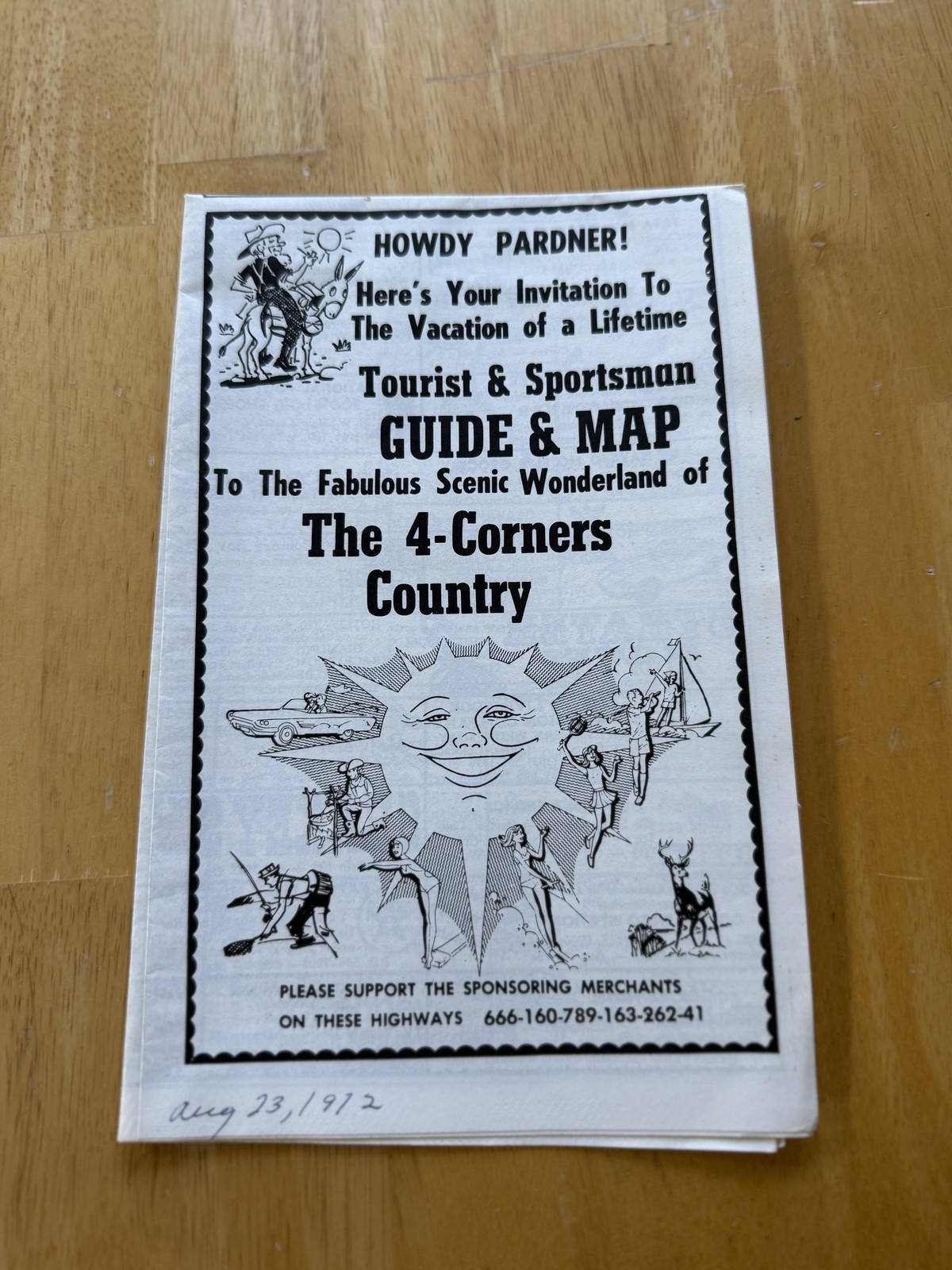 Vintage 1972 Four Corners Country Tourist Guide Map Folded Brochure USA