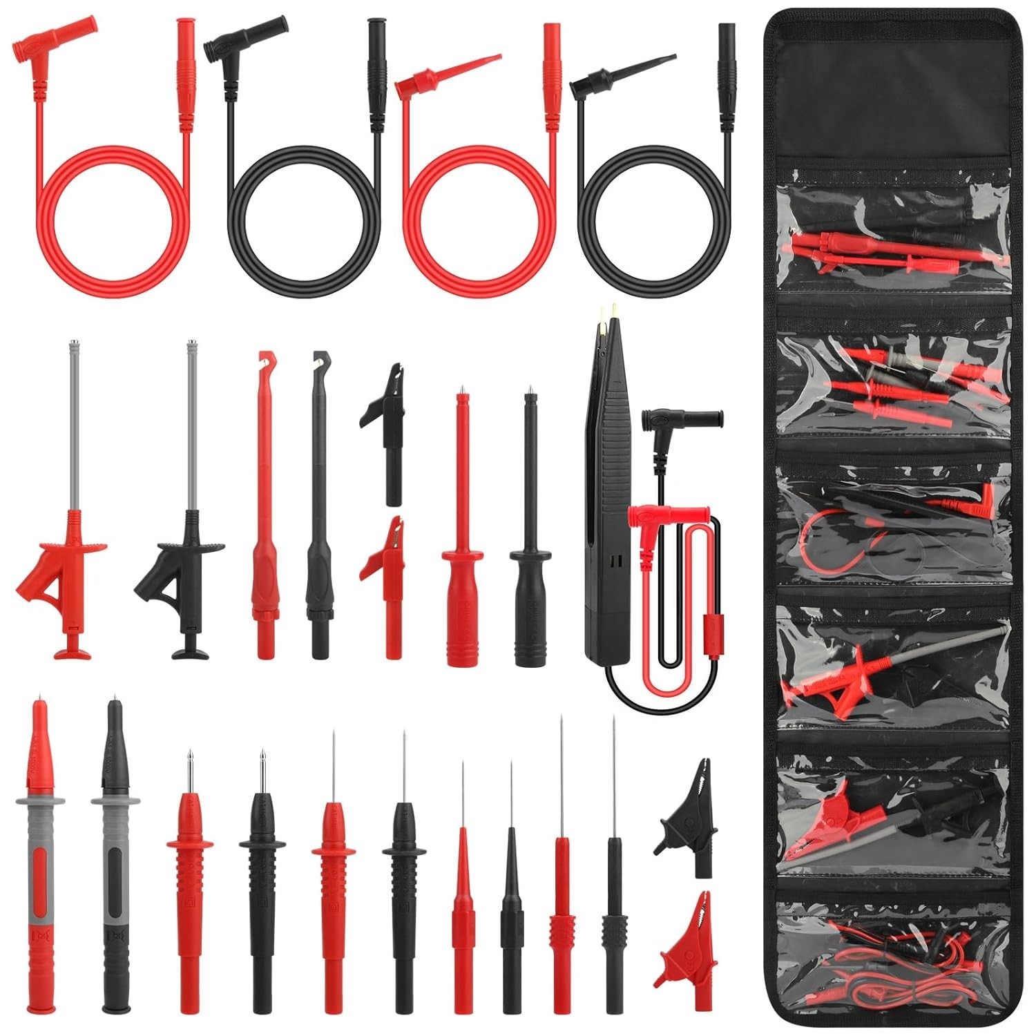 25PCS Silicone Multimeter Test Leads Kit with Replaceable Wire Piercing Probes