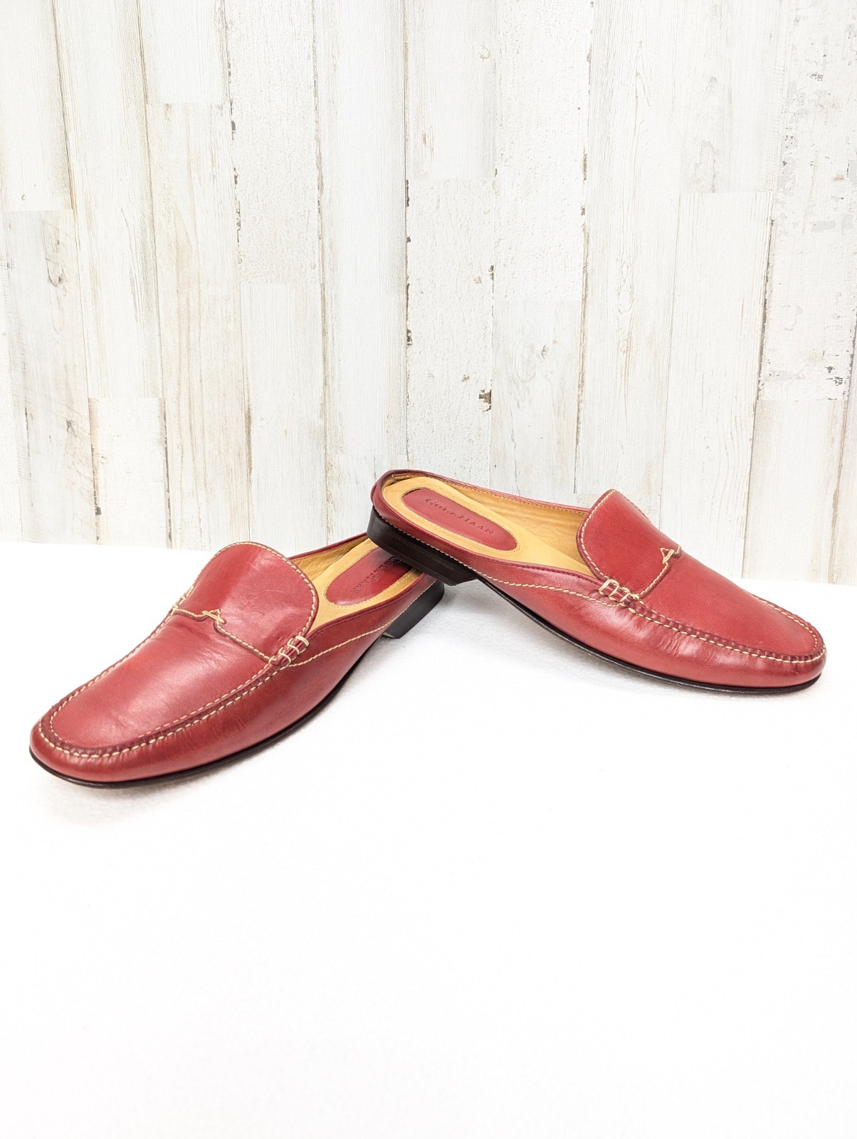 VTG Cole Haan women size9.5 B burgundy oxblood red slip on leather mules