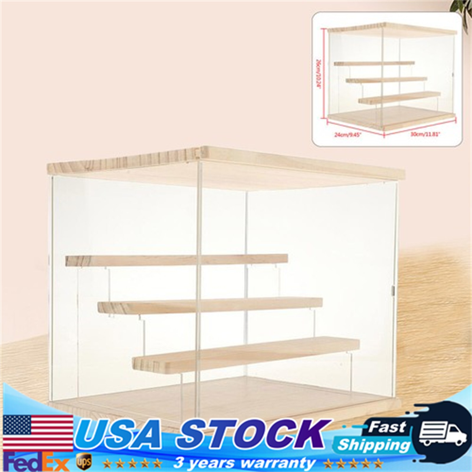 4-Tier Large Acrylic Display Case Dustproof Box For Collectibles Action Figures