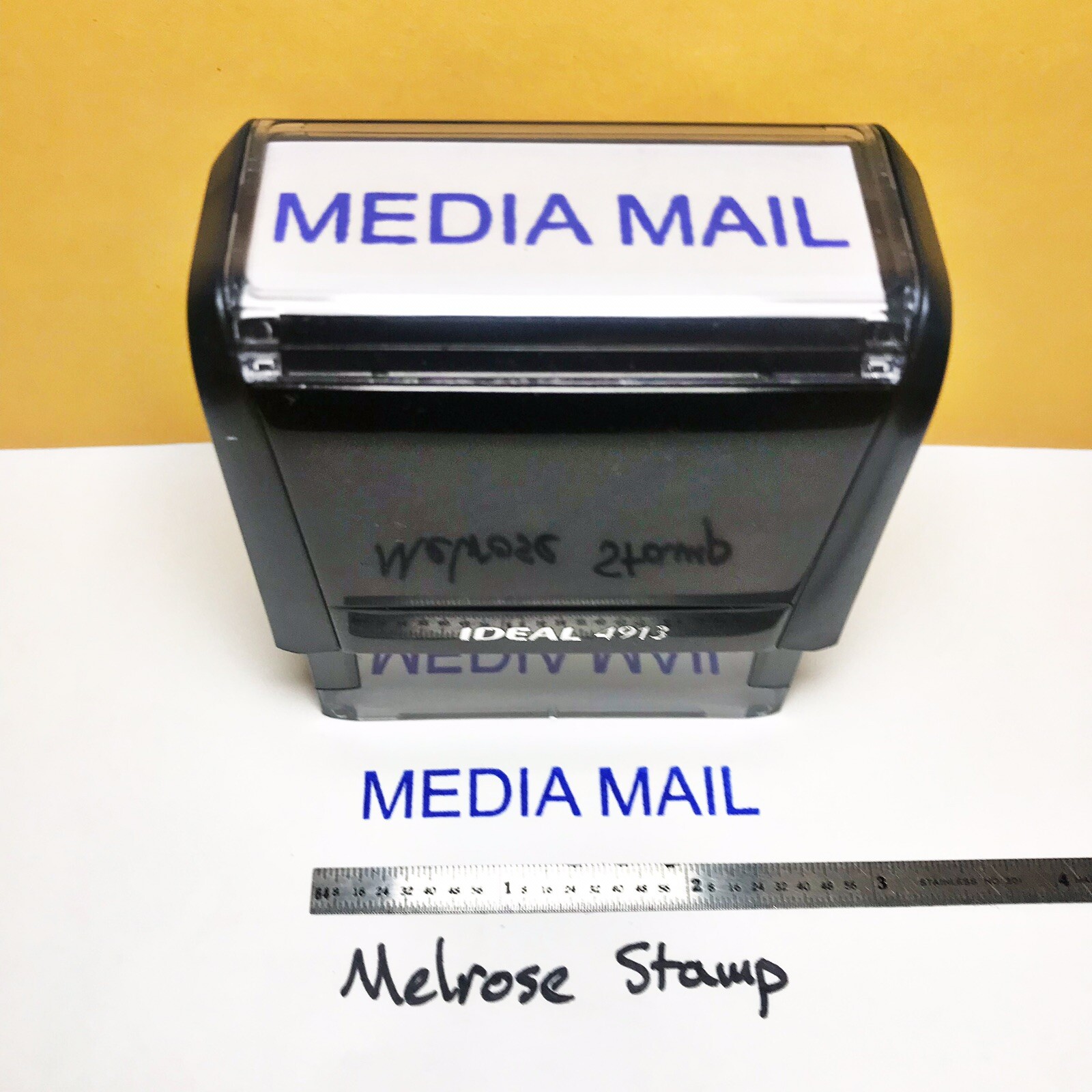 Media Mail Rubber Stamp Blue Ink Self Inking Ideal 4913