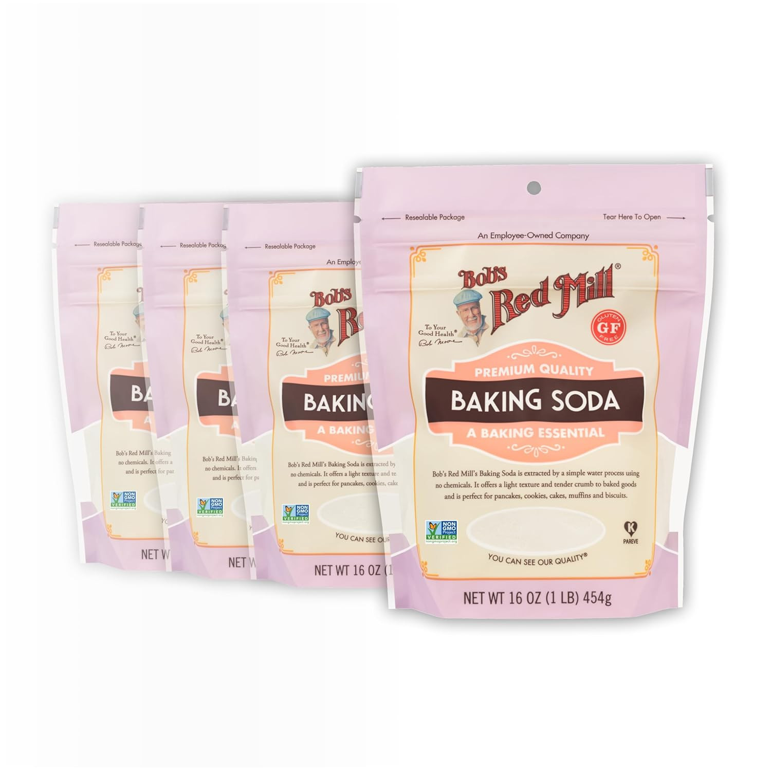 Baking Soda, 16Oz (Pack of 4) - Non GMO, Vegan, Paleo Friendly, Kosher