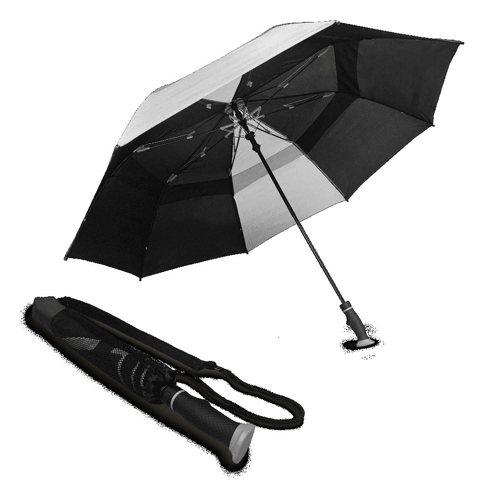 Weather Station Deluxe Two-Person Rain Umbrella Black Gray