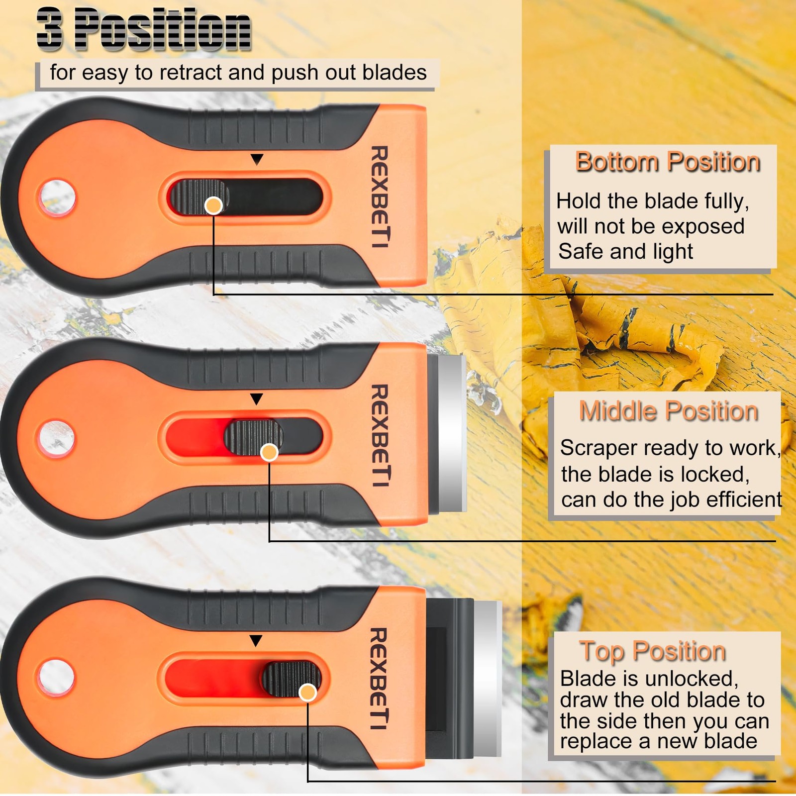 REXBETI Razor Blade Scraper Tool, 2 Pack Razor Scraper Set with Extra 80Pcs R...