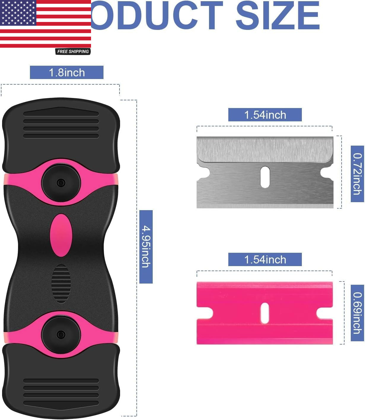 Razor Blade Scraper Tool Double-Edged Paint & Adhesive Remover with 10 Extra Bla