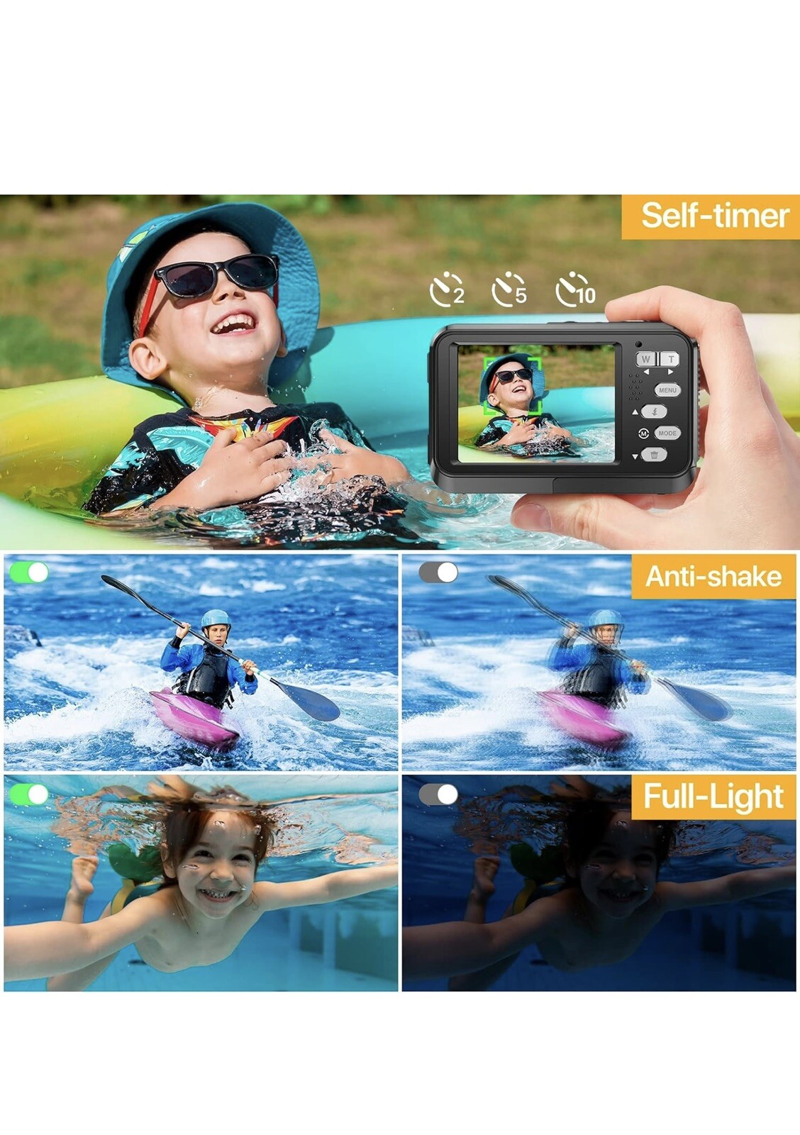 Underwater Camera 4K Dual Screen Waterproof Camera