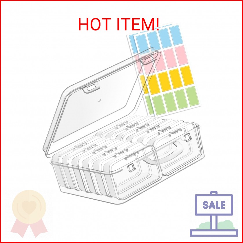 zoeynex Small Bead Organizers and Storage, 12 Clear Plastic Boxes with Hinged Li
