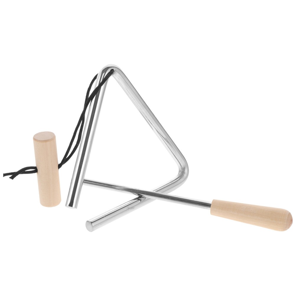 Kids Music Triangle Percussion Instrument Iron and Wood Durable Multi Color