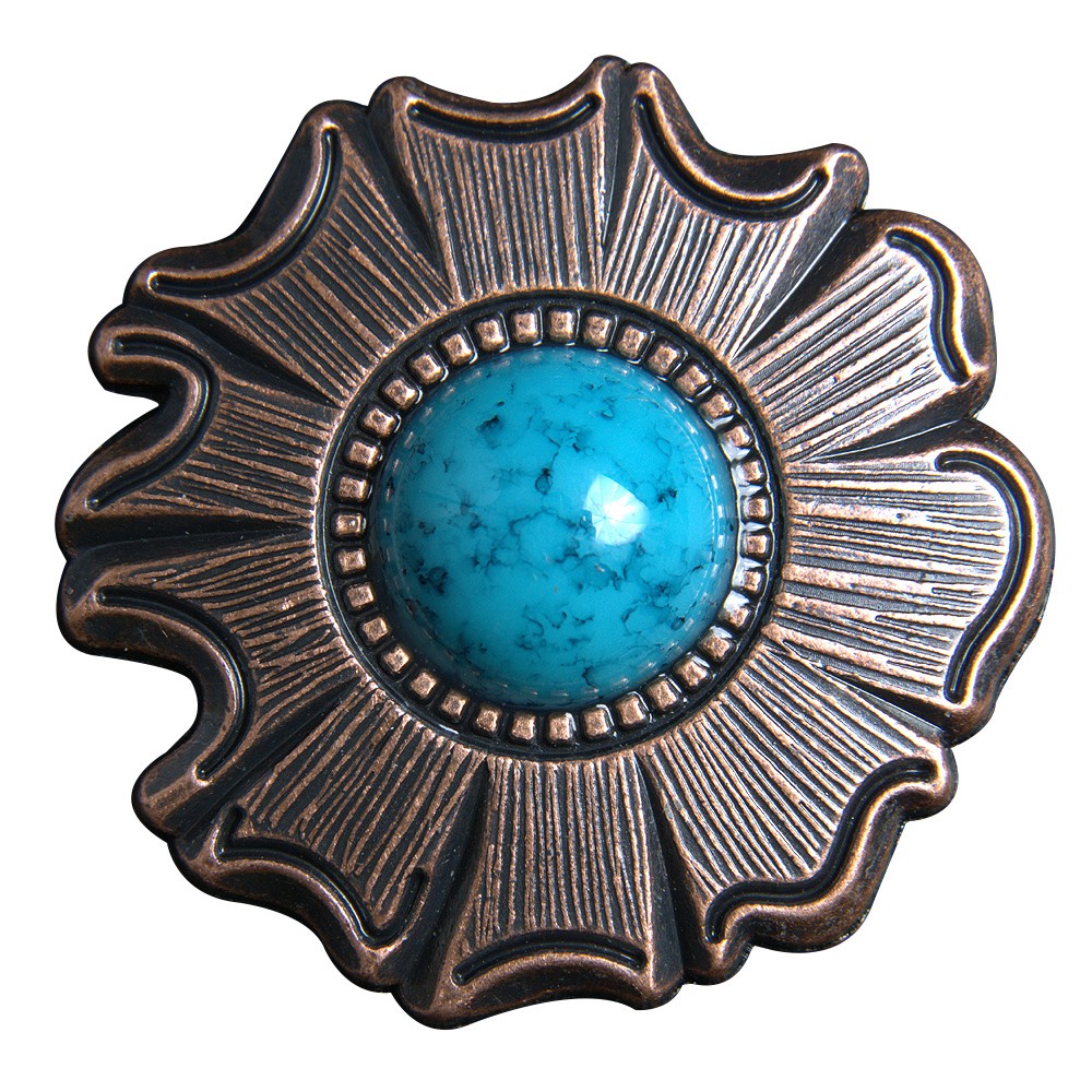 HILASON Set of 4 Western Screw Back Concho 1.5 In. Turquoise Stone Floral