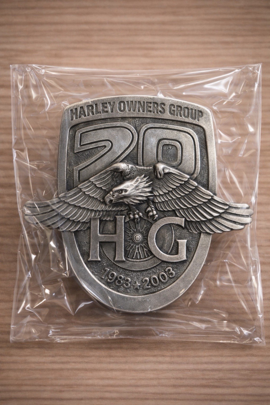 Harley Davidson HOG Owners Group 20 years Anniversary Pewter Medallion Plaque