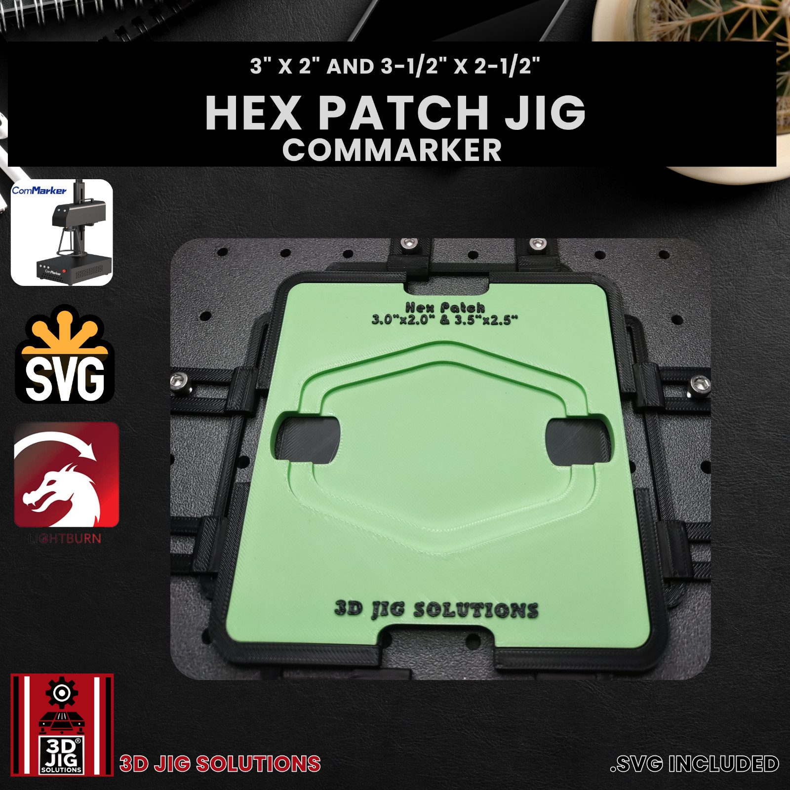 ComMarker Hex Leather Hat Patch Jig | Fiber Laser Engraving Template, Laser Jig