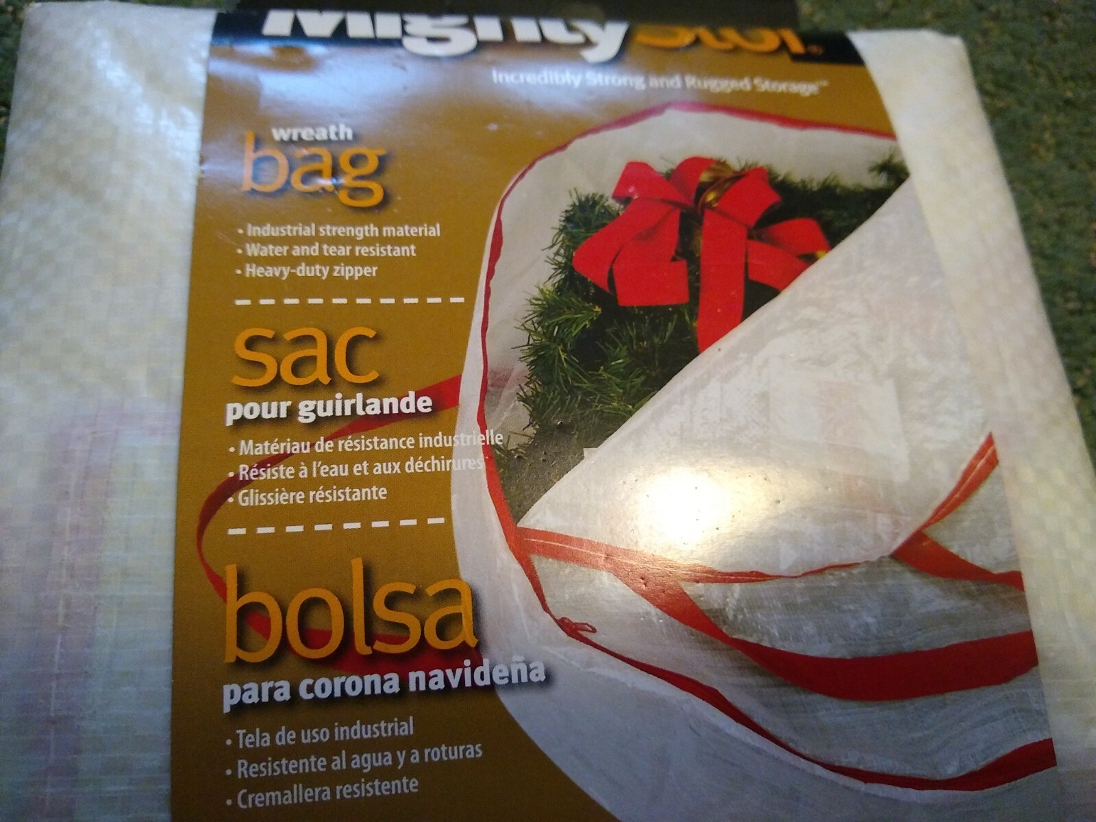 Household Essentials 2630 Heavy Duty Christmas Wreath Storage Bag with Red Trim