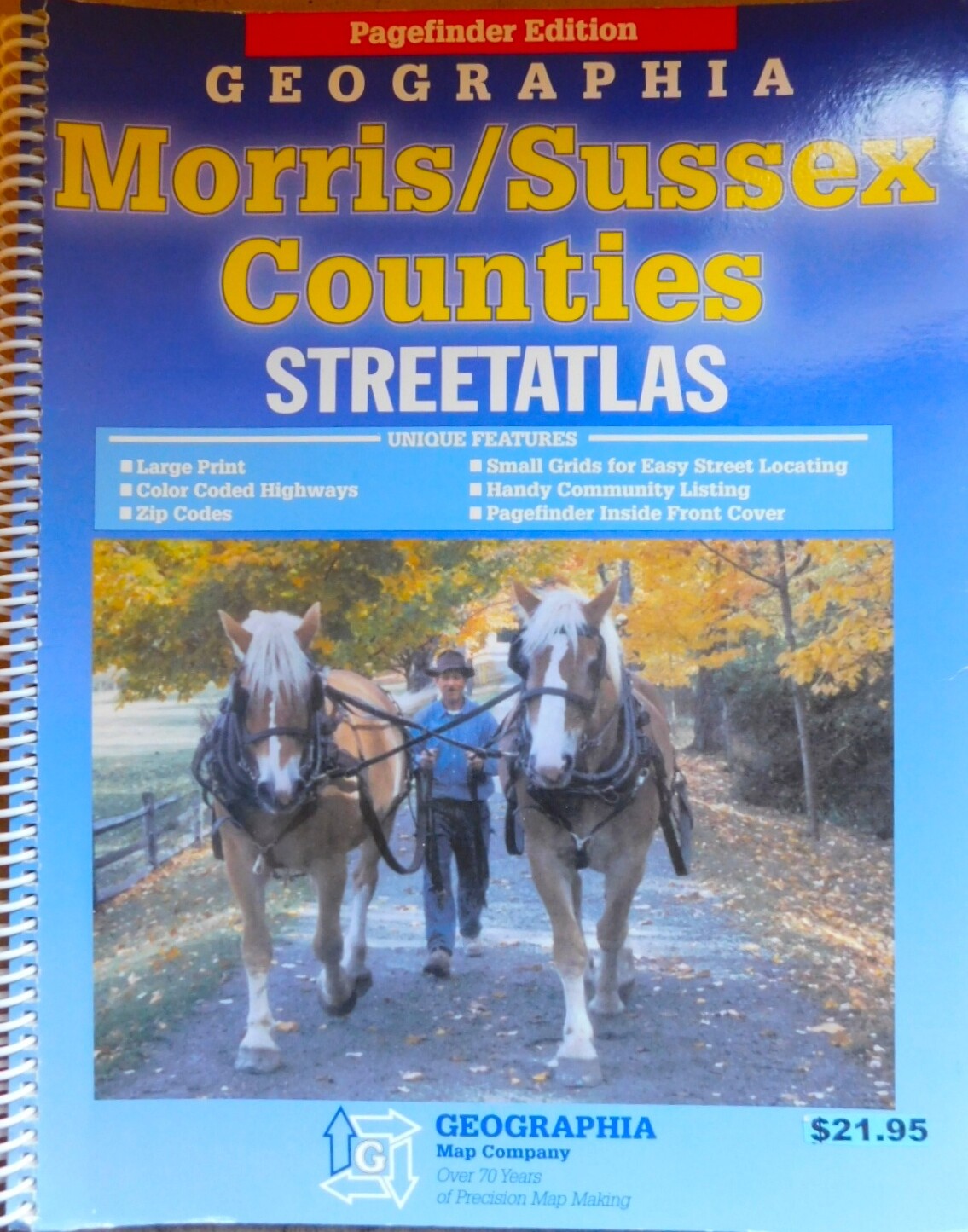 Morris & Sussex Counties New Jersey, Street Atlas, by Geographia Spiral Bound