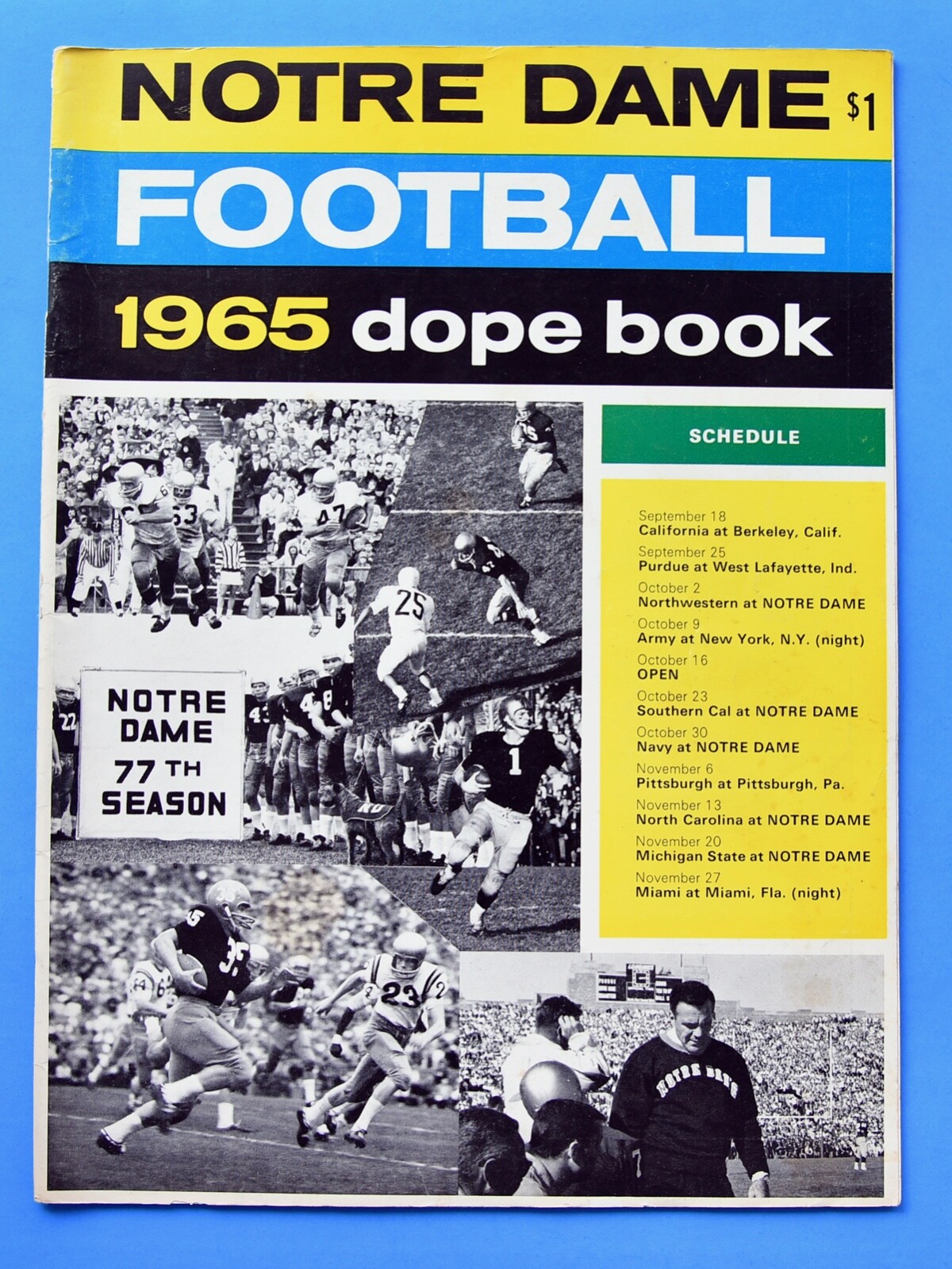 1965 Notre Dame Fighting Irish Football Dope Book. Information Guide. NCAA.