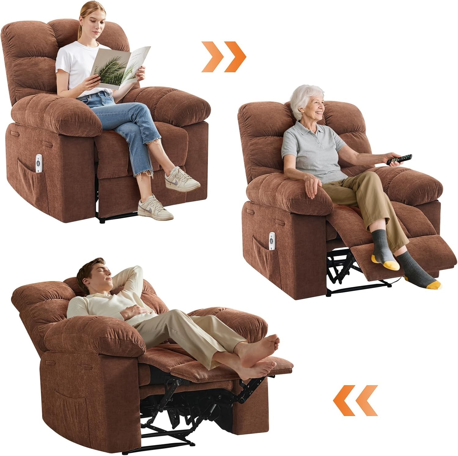 Massage Recliner Chair Rocker Chair Rocker Chair Heat Fabric Reclining Chair NEW