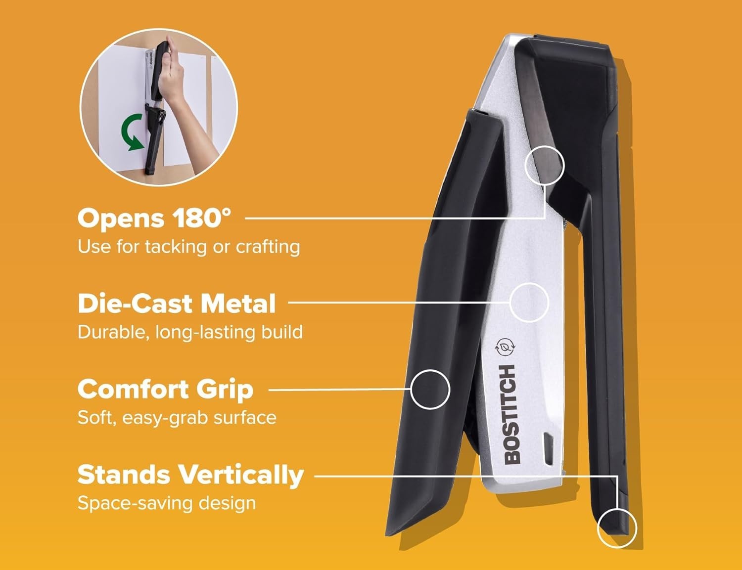 Bostitch Office InPower Desktop Eco-Friendly Stapler, One-Finger Technology, ...