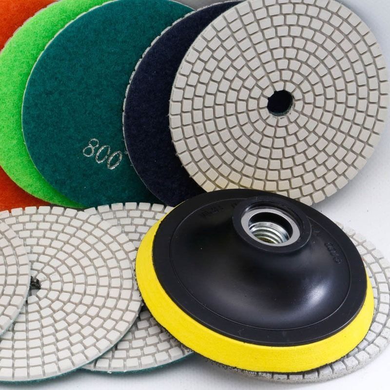 5" stone granite marble polishing pad Grit 15-3000 (9 Pieces) + Glaze Buffer