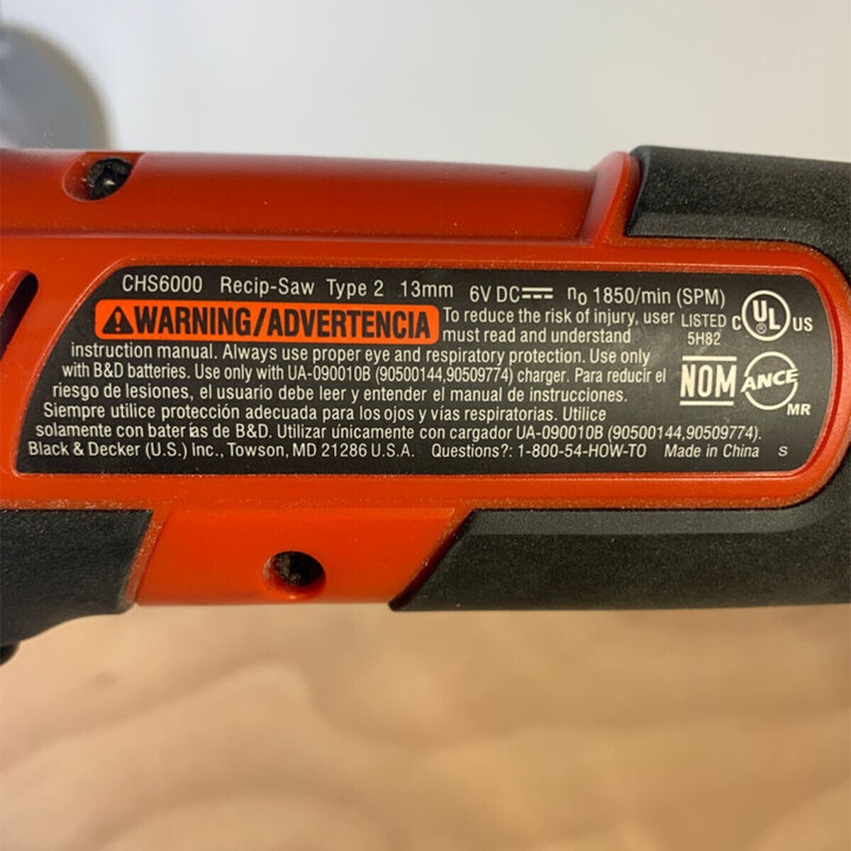 Battery pack for Black Decker 6V CHS6000 Recip-Saw Type 1, Type 2