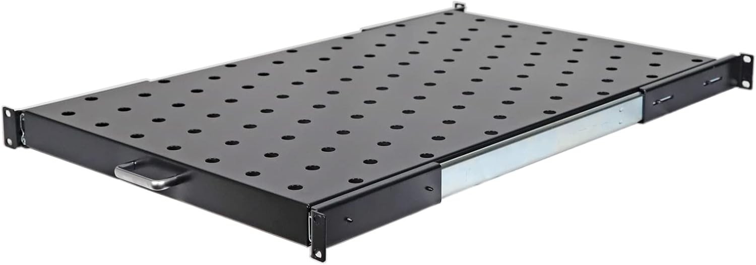 1U 19-inch Sliding Rack Server Shelf Vented Sliding 4 Post Rack Mount 29" Shelf
