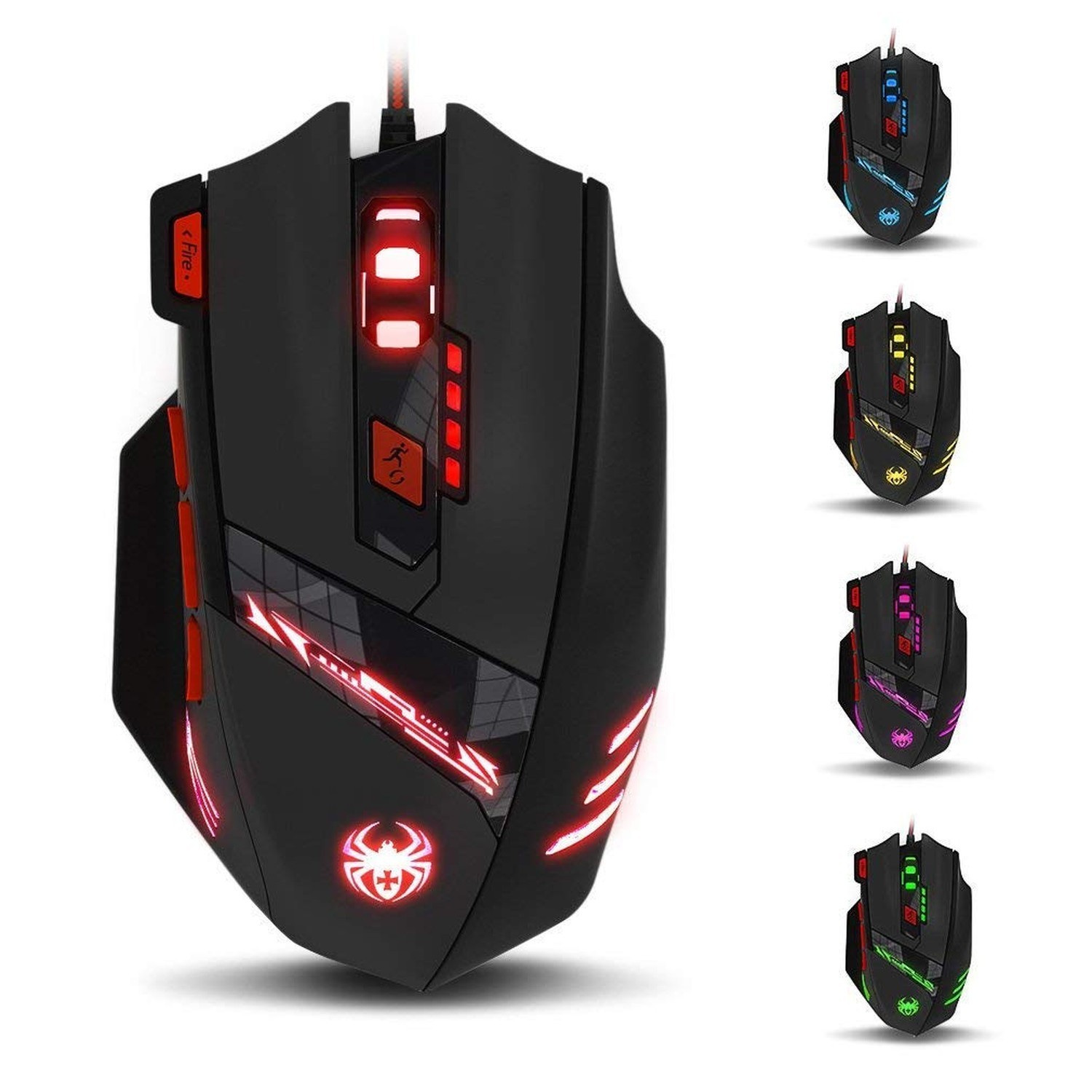 zelotes T90 Gaming Mouse 9200 DPI, 8 Programmable Buttons Multi-Modes LED Lig...