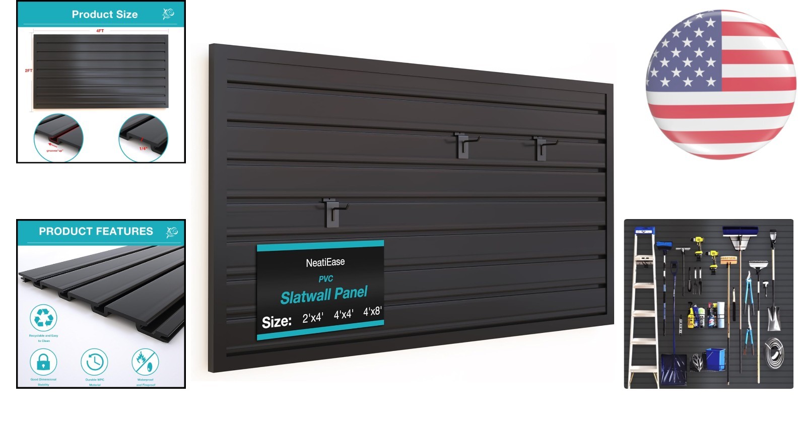 Slatwall Panel Wall Storage Systems, 2 x 4ft Slat Wall Paneling Garage Wall O...