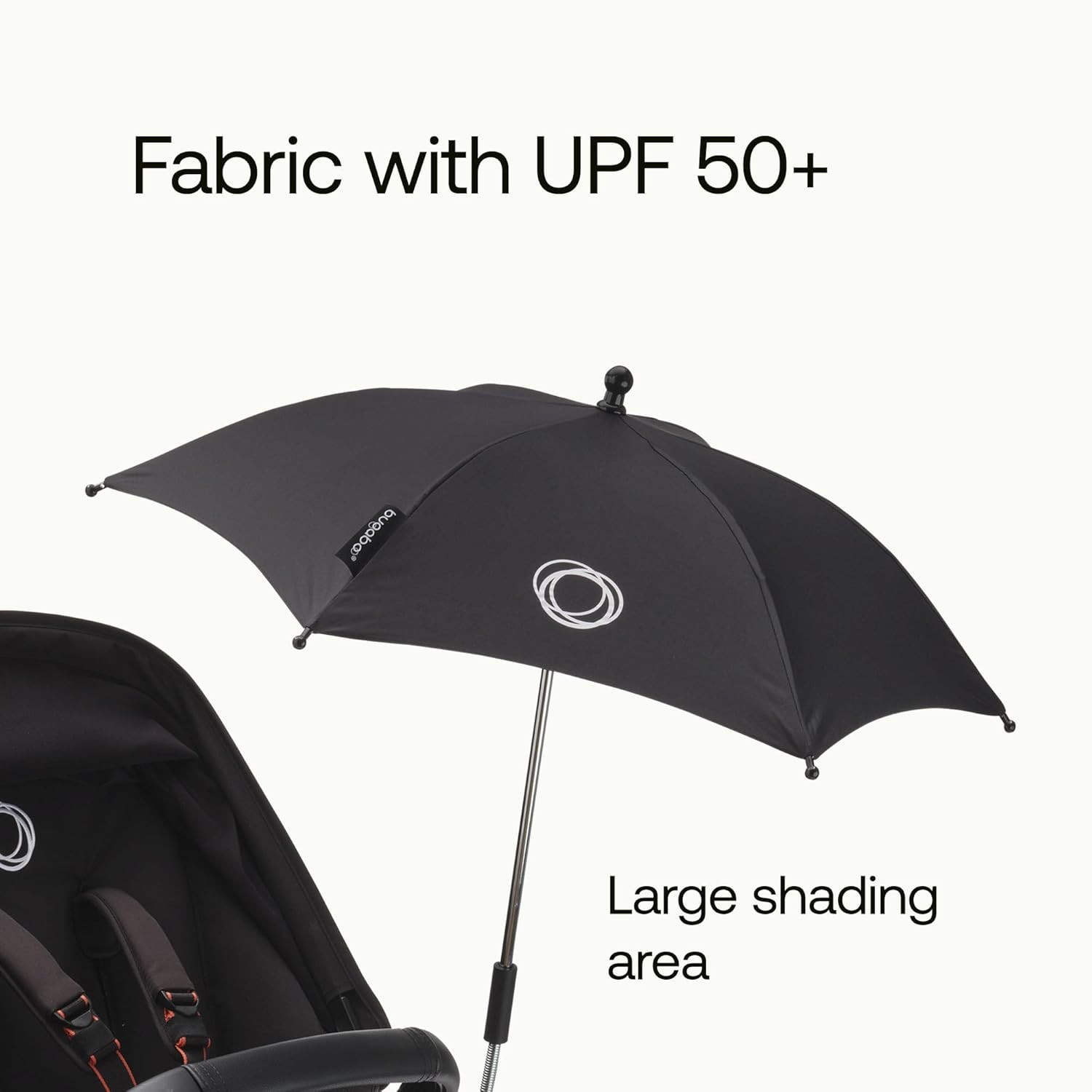 UPF 50+ Parasol Umbrella for Strollers - Adjustable Shade, Easy Attachment, Blac