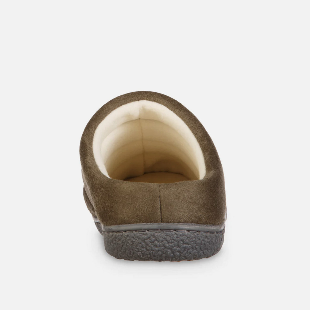 Isotoner Men Rory Hoodback Puffer Slipper Olive Size XL