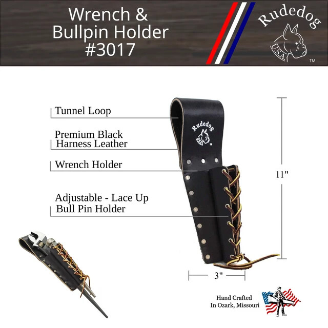 Rudedog USA Wrench & Bullpin Holder #3017 – Heavy Leather – Made in USA