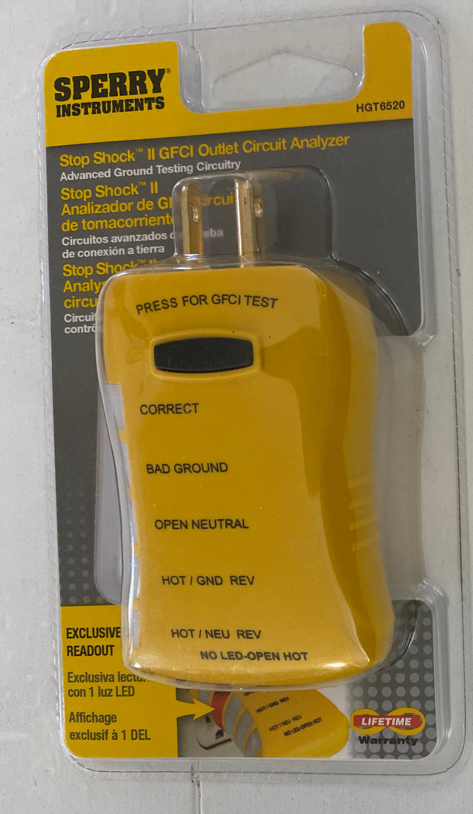 Sperry Instruments HGT6520 Stop Shock II GFCI Outlet Circuit Analyzer Test