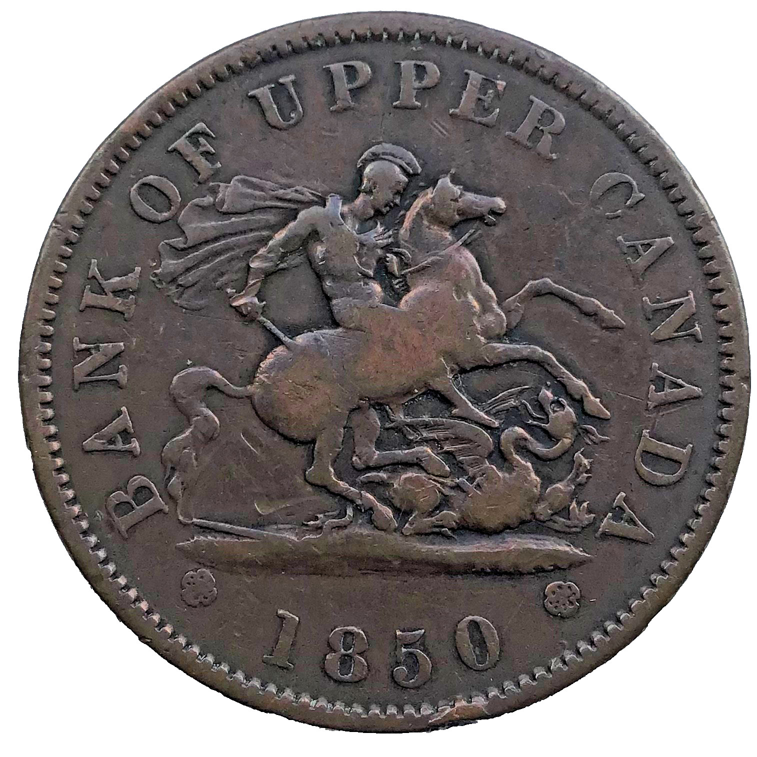 Bank Of Upper Canada - 1850 - One Penny Bank Token Coin Free UK Post #743