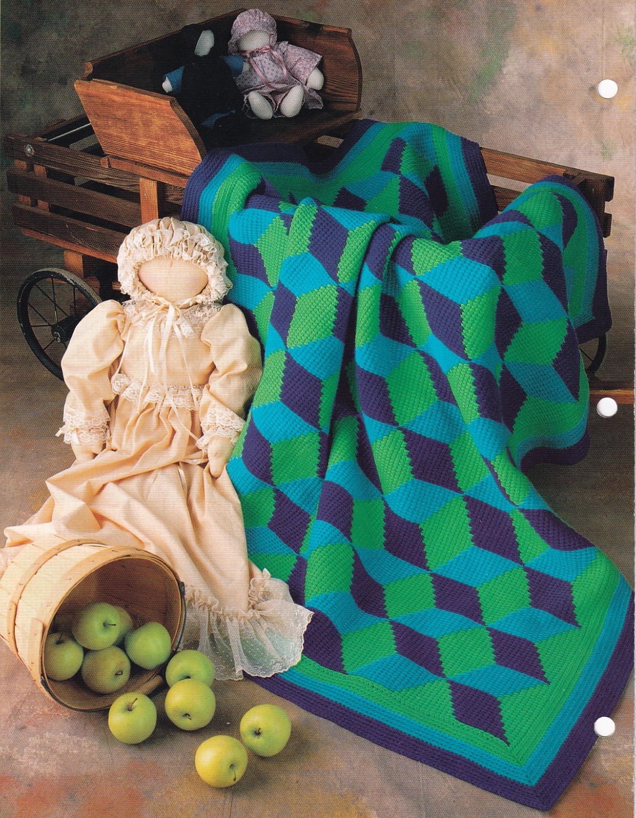 Crochet Afghan Pattern TUMBLING BLOCKS Instructions Annie's Club