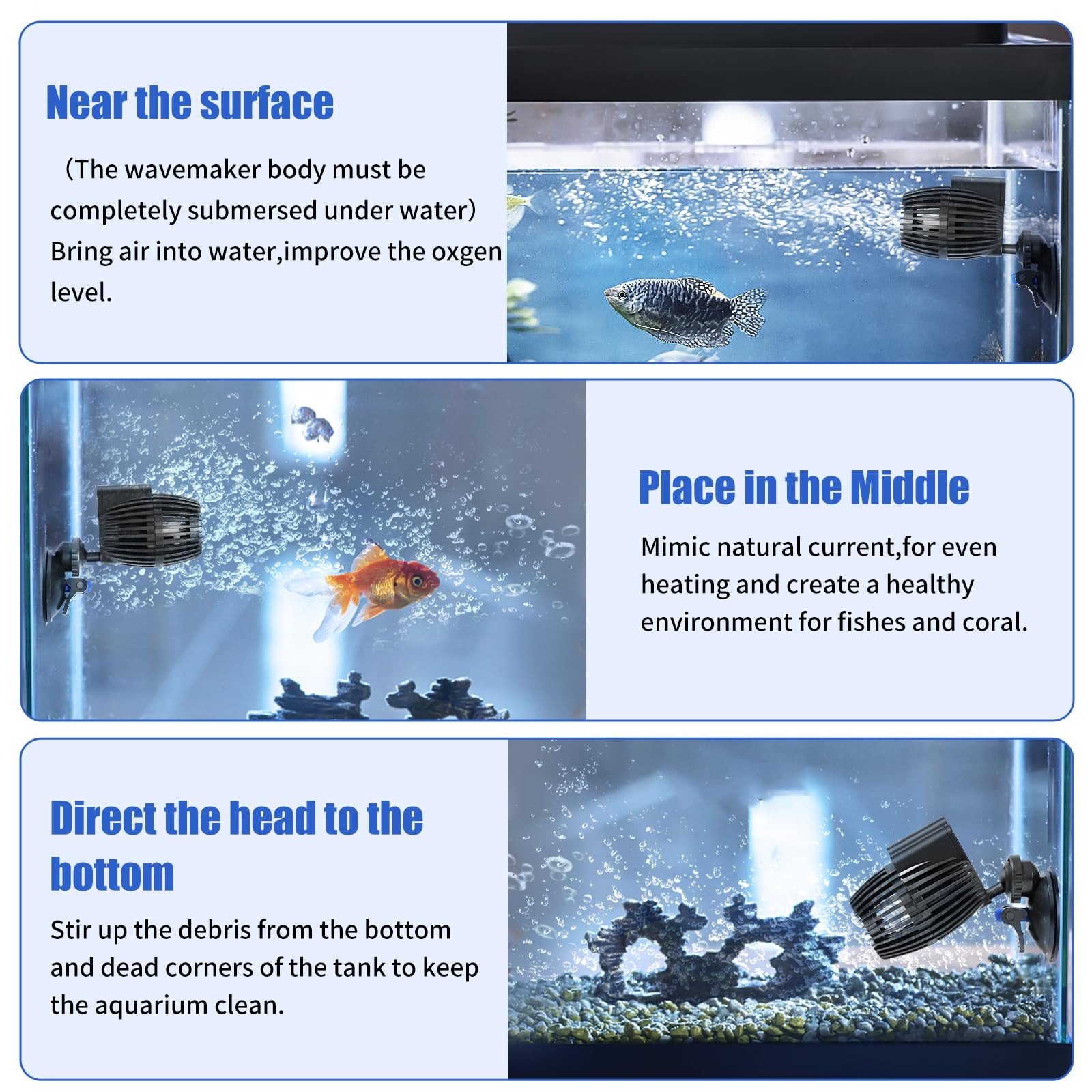 Circulation Pump 480 GPH Aquarium Wave Maker Fish Tank Powerhead Submersible