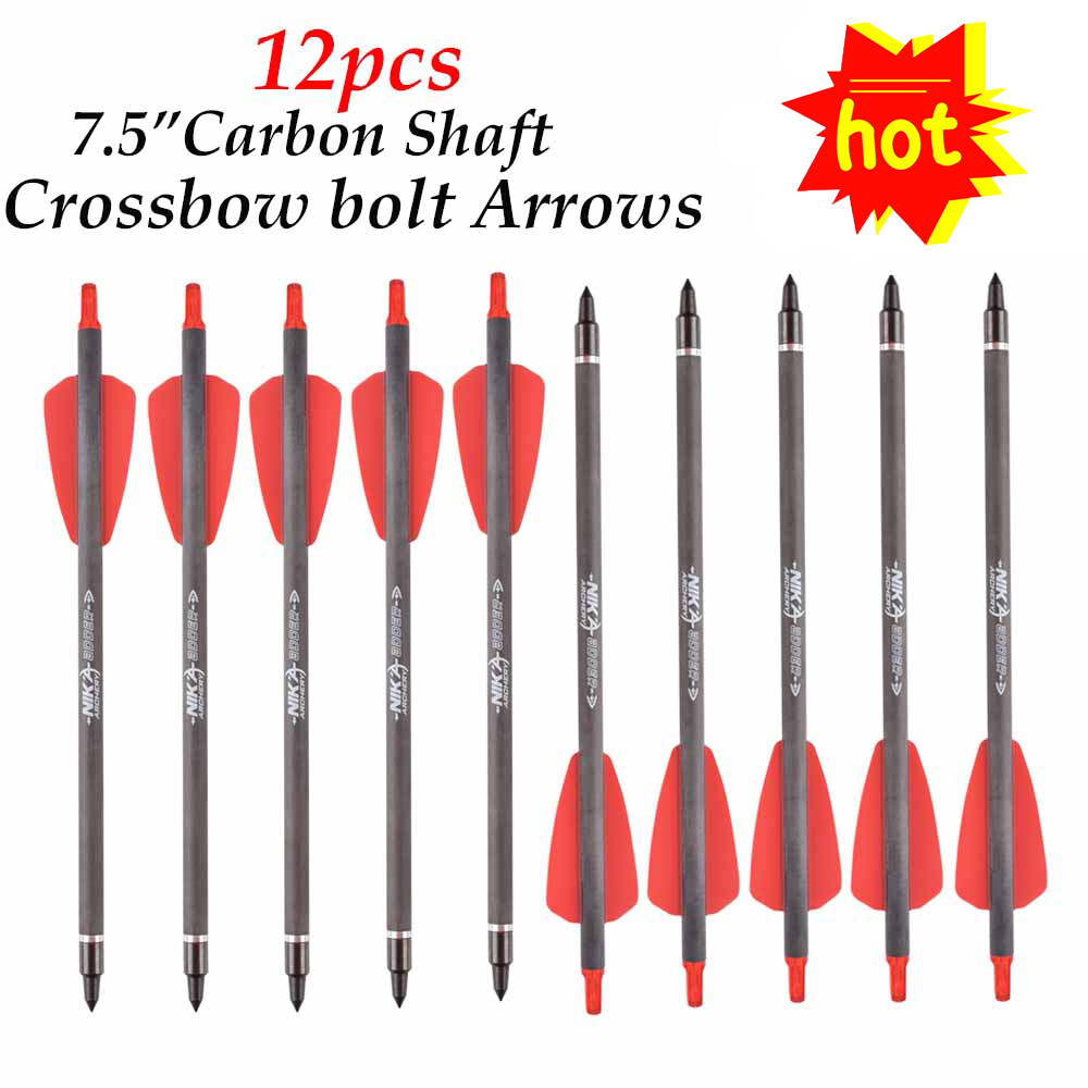 7.5'' Crossbow Bolts Carbon O.D.6.2mm Arrows Archery Hunting Shooting Target 12P