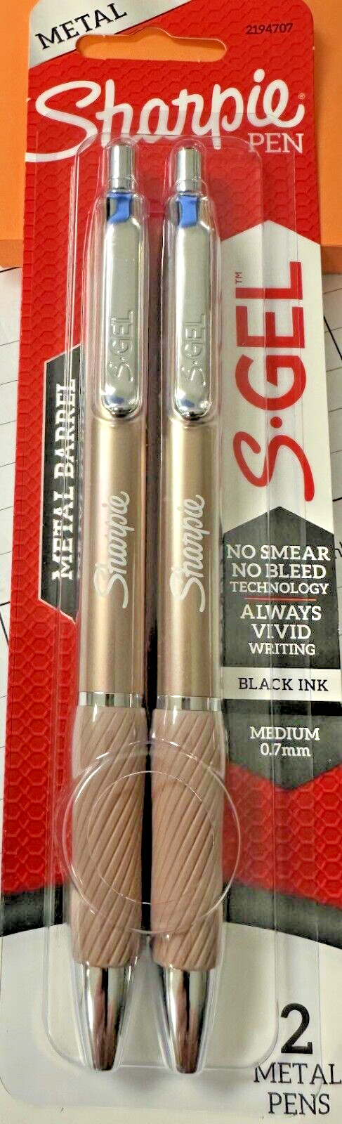 Sharpie, Metal Pen, S. Gel, No Smear, Bleed, Always Vivid, Black Ink, Med. 0.7mm