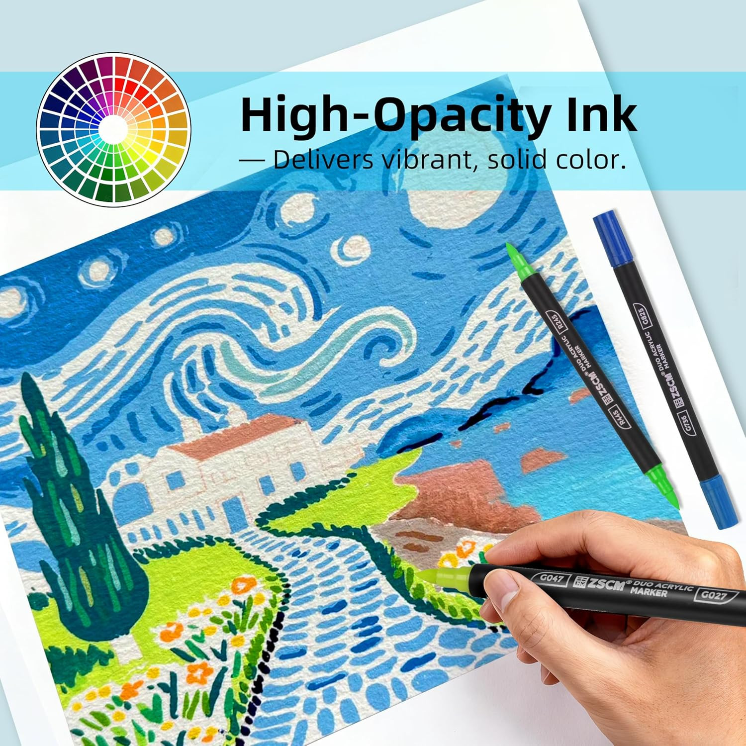160 Colors Dual Tip Acrylic Paint Markers, 80Pcs Dual-Colors Brush Tip Paint Pen