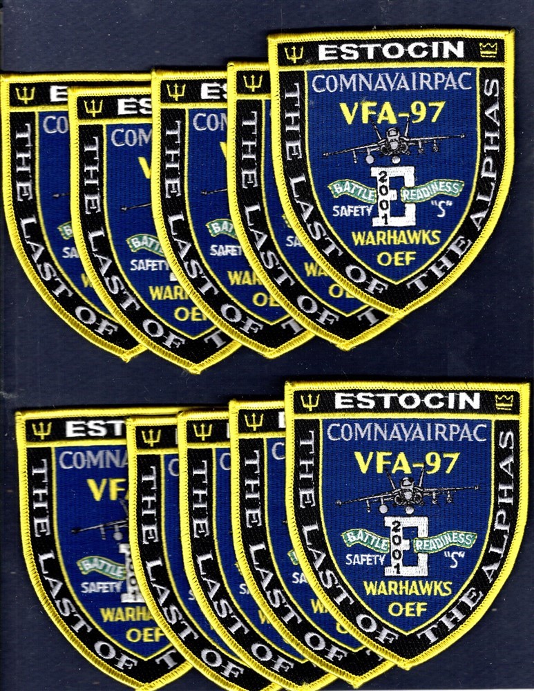 Dealer Lot VFA-97 WARHAWKS Battle E 2001 NAVY F-18 HORNET Squadron Patch Set 10