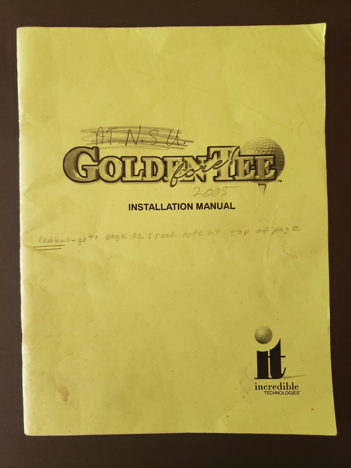 VINTAGE 2000 Golden Tee Fore! Coin-op Arcade Game Installation Manual COMPLETE