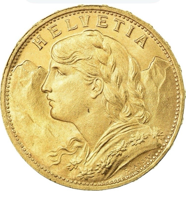 1926 SWITZERLAND HELVETIA 20FR. FANTASY TOKEN COIN.