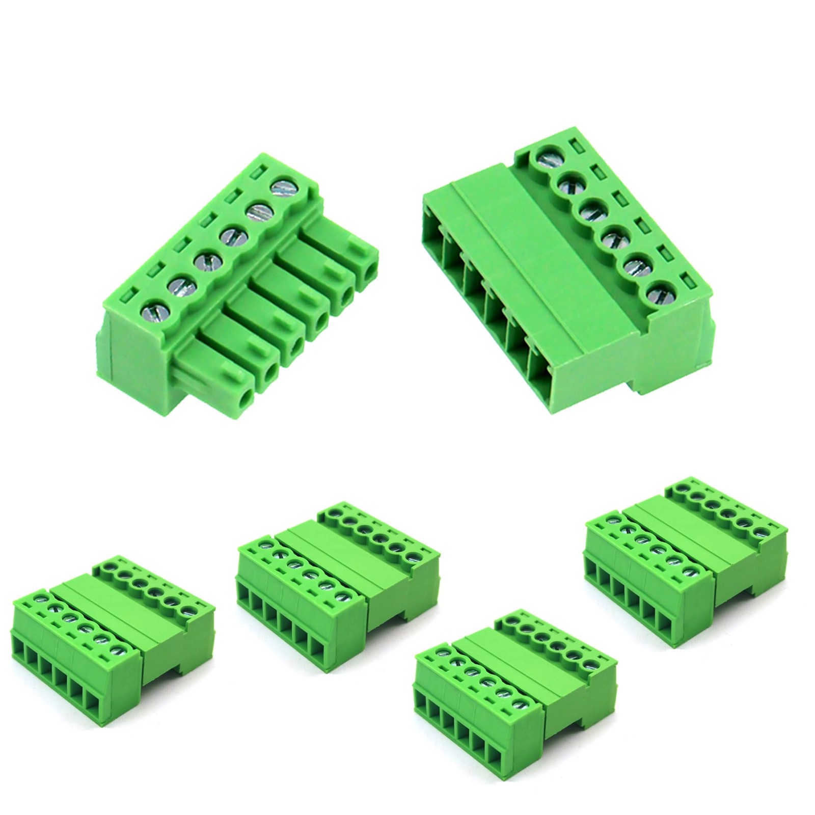 5 Set 6 Pin 3.5mm Pitch Screw Terminal Block, Pluggable Male Female Connector
