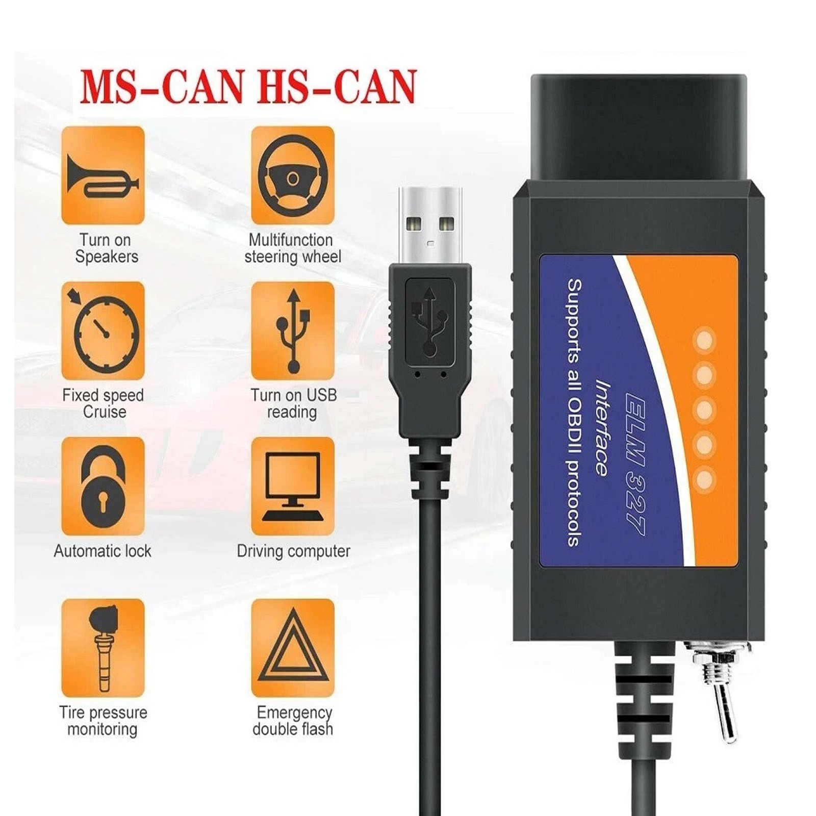 OBD2 Diagnostic Scanner Tool ELM327 USB Adapter For Scan Compatible For Ford
