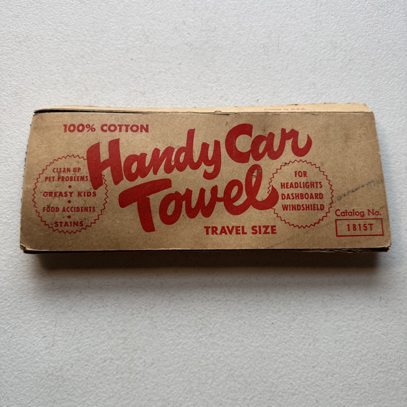 Vintage Atlas Textiles Co. Handy Car Towel Travel Size  Catalog No. 1815T